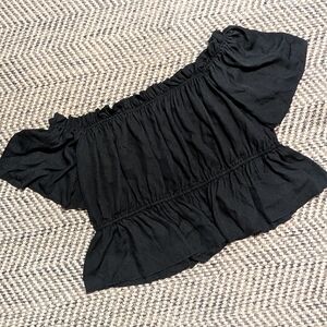 Shein Curve Off Shoulder Black Crop Top